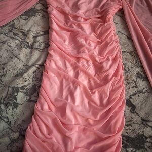 Elegant Pink Ruched Dress